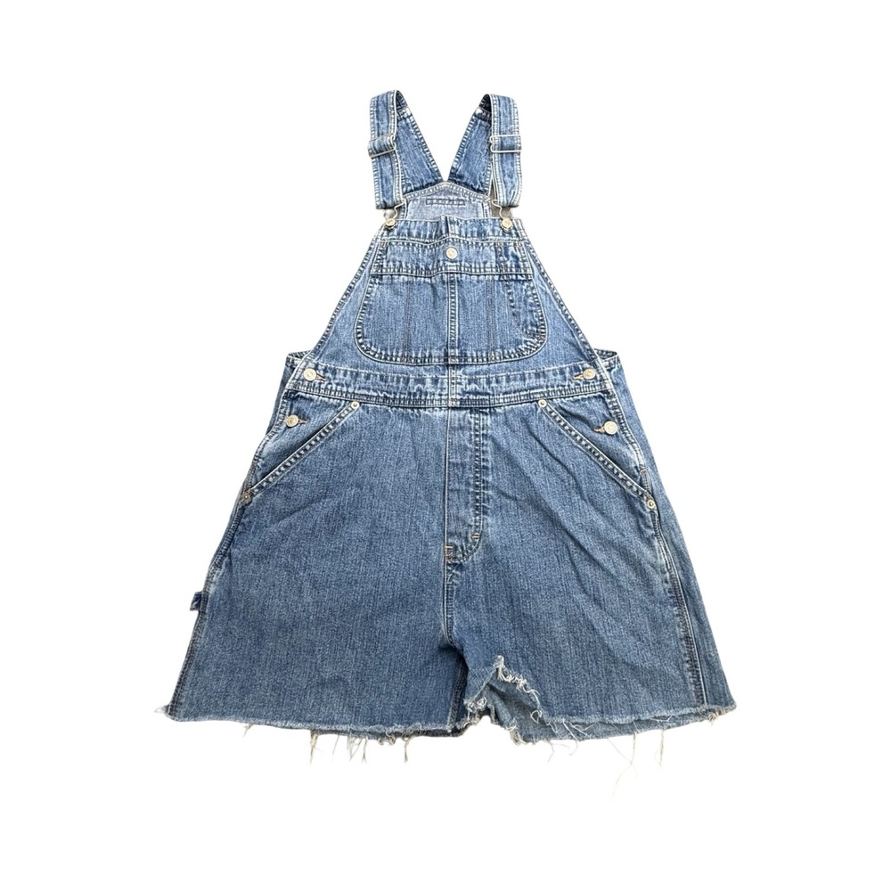 Tommy Hilfiger Denim Shortalls Womens M Medium Wash Cotton Raw 90's Vintage